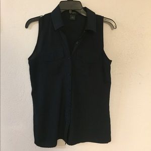 Ann Taylor Sleeveless Blouse Size XS Navy